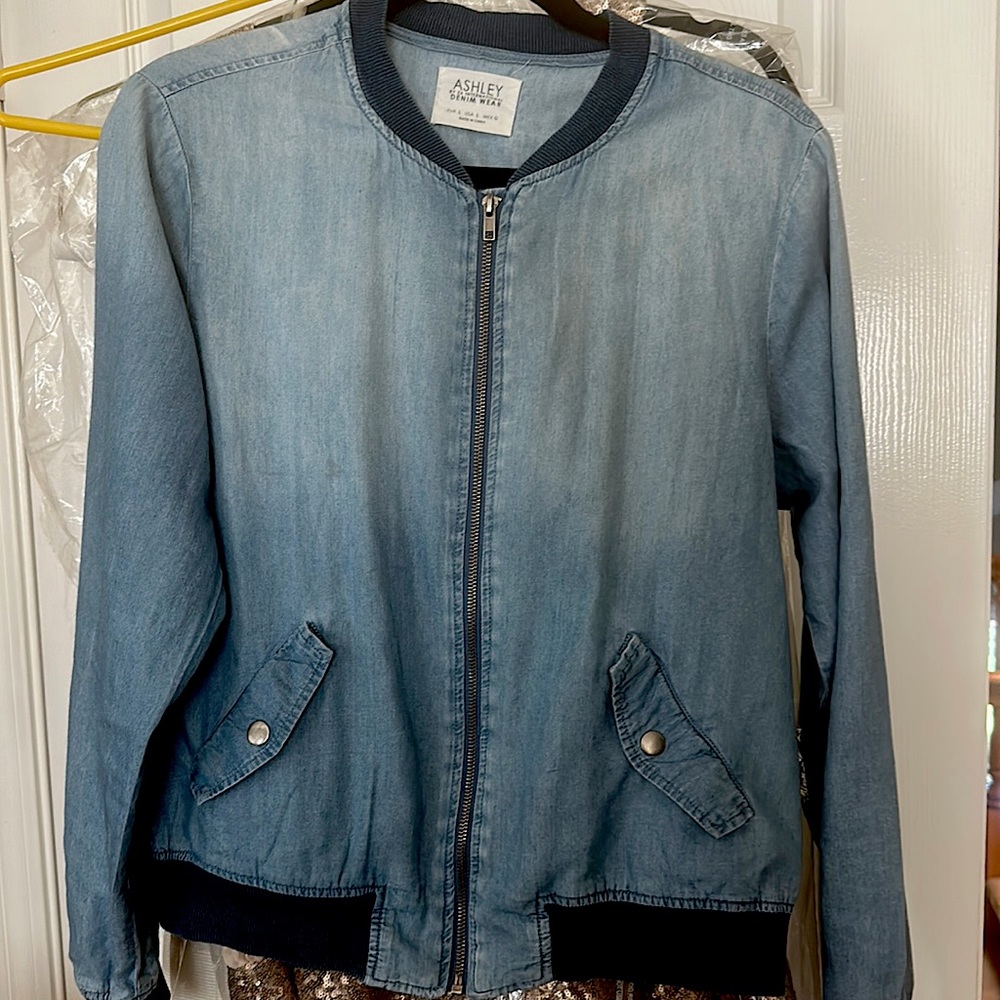 Light weight denim bomber jacket